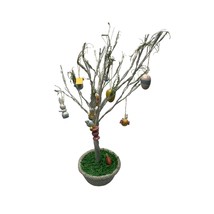 Decorated Easter Tree with Removeable Ornaments Blue Pink Wicker Basket Eggs Bun - £12.50 GBP