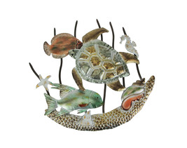 19 Inch Metal Wall Hanging Sea Turtle Sculpture Sealife Beach Home Decor Art - £38.75 GBP