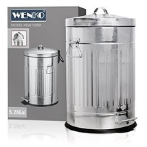 WENKO Step Trash Can with Lid and Pedal Retro Metal Garbage Bin for Bathroom - £102.86 GBP