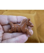 Y-HOR-RU-556) running Orange Goldstone gem HORSE stone carving figurine ... - $27.32 CAD