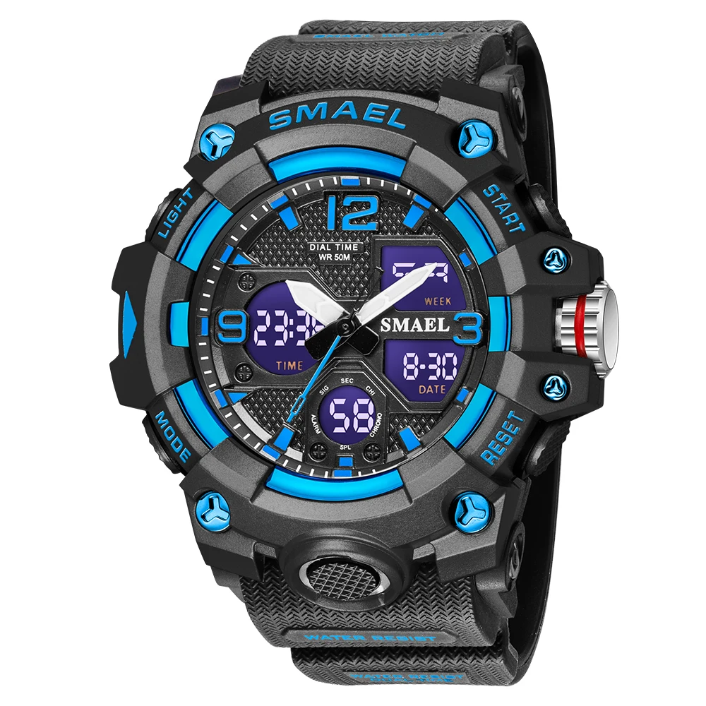 SMAEL  Men  Watch    Alarm Dual Display Digital Waterproof Wristwatch For Male C - £43.49 GBP