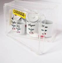 Canisters Scoop Tea Flour Set/4 Carradus 1569 Cherry Motif DOLLHOUSE Miniature - £9.87 GBP