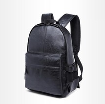 Brand Preppy Style Leather School Backpack Bag For College Simple Design Men Cas - £38.64 GBP