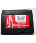 Genuine Leather Marshal Men&#39;s Trifold Wallet - Black  - £15.04 GBP