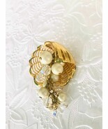 Vintage Pearl and AB Stones Dangling Brooch! - $29.75
