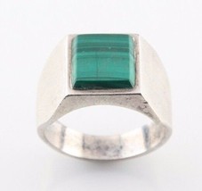 Vintage Mexican Sterling Silver Ring w/ Malachite (Size 9) Taxco Signed TH-107 - £89.91 GBP