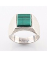Vintage Mexican Sterling Silver Ring w/ Malachite (Size 9) Taxco Signed ... - £89.91 GBP