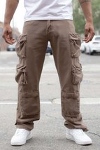 Men&#39;s Taupe Baggy Fit Cargo Pants - £40.38 GBP