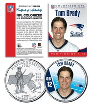 Tom Brady Colorized Massachusetts State Quarter U.S. Coin Nfl Patriots Licensed - £7.56 GBP