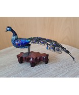 Antique Chinese Silver Gilt Cloisonne Jewelled Model Peacock Bird 19thc-... - $612.59 CAD
