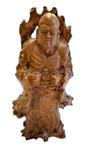 Figurine Buddha Hand Carved Wood Carving Buddhist Statue 7&quot; Tall Vintage Figure - £25.99 GBP