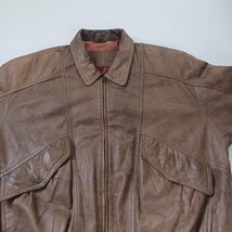 Vintage Expressions International Mens Brown Genuine Leather Bomber Jacket XL 46 image 12