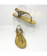 AJ Valenci Gold Faux Snake Skin, Braided Accent Slip On Sandals Size 9 NEW - $383.54 MXN