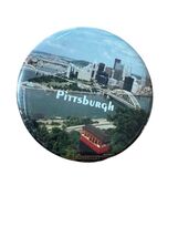 Vintage Pittsburgh Souvenir Magnet Repurposed Pin-Back Button Mt Washing... - $10.88