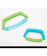 Kuhn Rikon Easy Grip Mezzaluna Knife Set 2-Piece NEW K51414 AQUA/LIME - $474.21 MXN