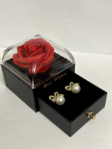 Mother&#39;s Day White Pearl Earrings with Luxury Roses Box Gift for Women - £13.30 GBP