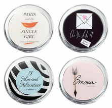 Kate Spade Lenox Glass Coasters 4 Words Title Designs From Famous Authors 4&quot; New - £19.67 GBP