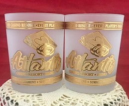 Atlantis casino Reno tournament memorabilia 2 frosted glass &amp; Gold lacquer cups - £14.38 GBP