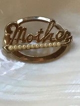 Vintage Lightweight Goldtone Oval with Script MOTHER &amp; Row of Faux Pearl Beads  - $12.19