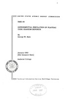 Experimental Simulation of Plateau Type Uranium Deposits by George W. Bain - £19.25 GBP