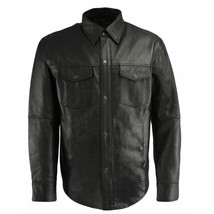 Charm Button Cuffed Leather Shirt - $90.00