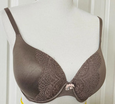 Victoria&#39;s Secret Body By Victoria Perfect Shape Brown Bra Sz 34DD Lacey Padded - $20.88