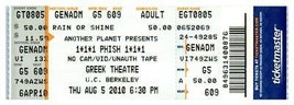 Phish Untorn Concierto Ticket Stub August 5 2010 University de California - £41.83 GBP