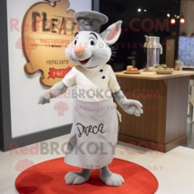 Silver Ratatouille mascot costume character dressed with a Pencil Skirt and Bean - £934.12 GBP