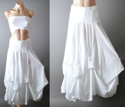 White Steampunk Victorian Peasant Boho Bustle Petticoat Long Bubble Skir... - $82.27 CAD