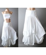 White Steampunk Victorian Peasant Boho Bustle Petticoat Long Bubble Skir... - $82.27 CAD