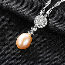 S925 Silver Necklace Micro Set 3A Zircon 7-8Mm Silver Freshwater Pearl - £15.95 GBP
