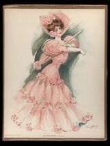 NEW YORK SHOW GIRL 1907 GRAY Lithograph co. N.Y. - Broadway dress pink r... - $16.78