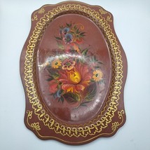 Handpainted Tray Floral Small Vintage Metal USA Tin Chipped Black Eyed S... - $8.60