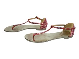 Giuseppe Zanotti Rock Sandals Pink Crystal Embellished Flats 35.5 - $118.80
