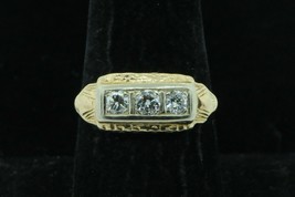 Art Deco (ca. 1935) 14K Yellow Gold and White Gold 3 Diamond Ring (Size ... - $785.00
