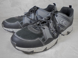 Fila All Terrain Shoes Mens Size 11.5 Running Walking Sneakers Black Gray White - £22.35 GBP