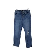 KUT FROM THE KLOTH REESE Jeans Womens Straight Leg 4 Blue Frayed Hem But... - $18.30