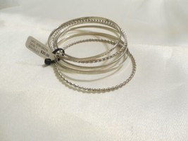Charter Club 7&quot; Silver Tone Bangle Bracelets Set F270 $20 - £9.76 GBP