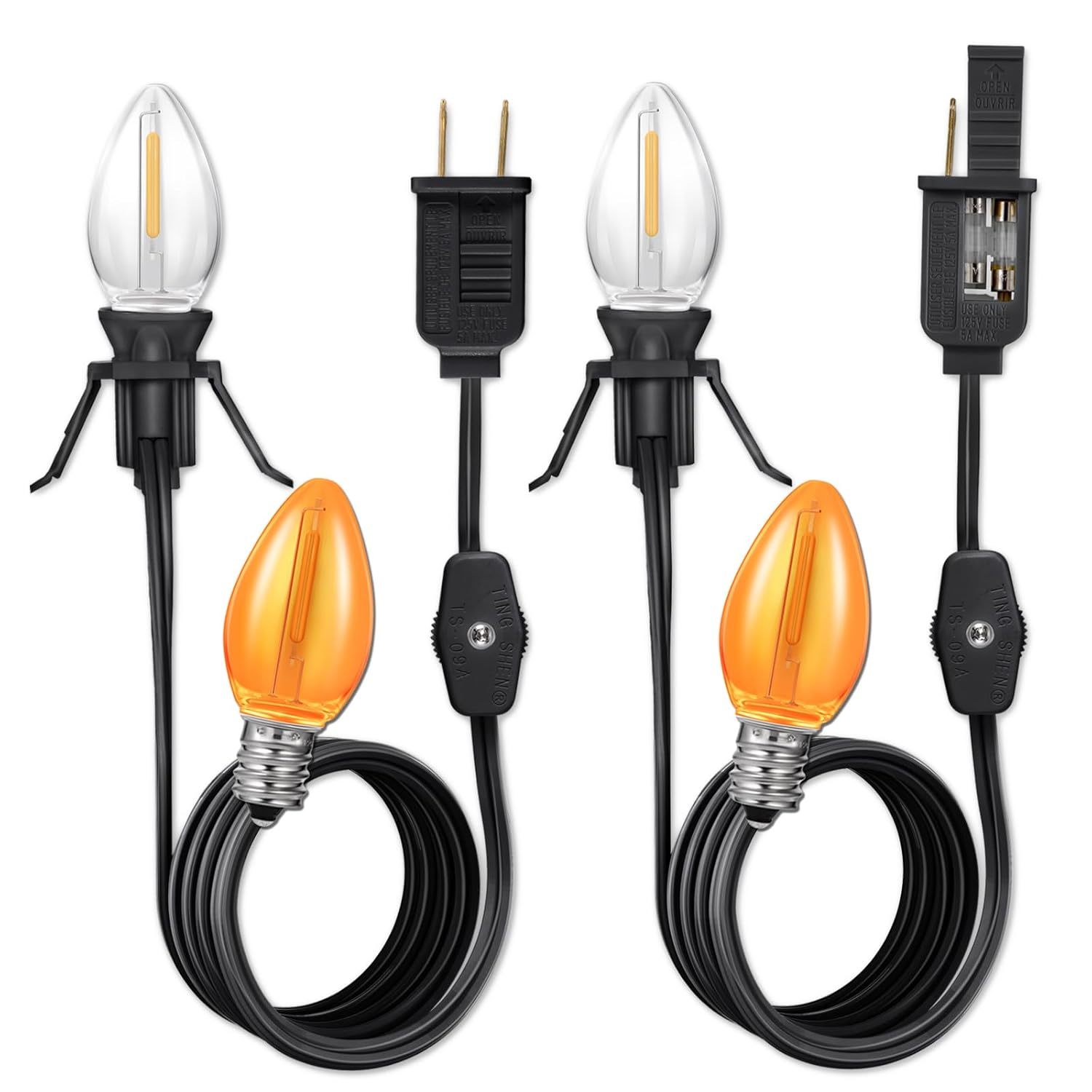 Clip In Light Cord,Accessory Cord, 2-Pack 6Ft Cord,1 Lamp Socket, Black ... - $34.43