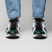 Lyon Genuine Ostrich and Calfskin Fashion Sneaker Green / White image 8