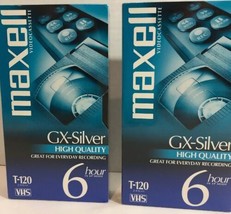 Maxwell Sealed GX Silver 6 Hour High Quality VHS T120 Tapes 2 Pk - £15.89 GBP