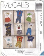 McCalls 6933 Applique T-Shirt Pants Shorts Child sz 2-4 - £5.57 GBP