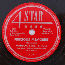 Maddox Bros. &amp; Rose - Precious Memories / Dust On The Bible 78rpm Record X-37 - $35.68