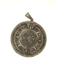Vintage Sterling Patricia Mexico Aztec Sun Calendar Medallion Large  Pendant - $123.75