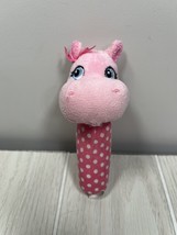 Garanimals small mini plush pink hippo polka dot squeaky baby toy grabber - $4.94