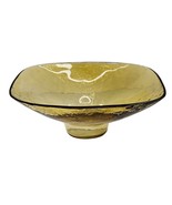 Vintage Pebbled Glass Bowl Large Decorative Pedestal Bubble Recycled Amb... - £118.03 GBP