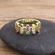 2021 Fashion AAA Cubic Zirconia Ring For Women Bohemian Colorful Rainbow Rings S - £7.59 GBP