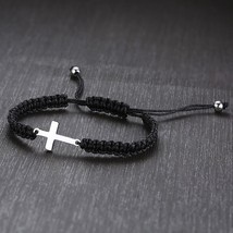 Vnox Handmade Unisex Cross Charm Bracelets for Men Women Braided Lucky Chinese K - £11.47 GBP
