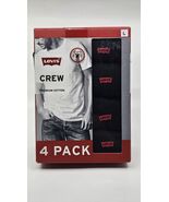 Levis Men&#39;s Size L 4 Pack Black Crew Neck Premium Cotton Logo T Shirt Se... - $44.61 CAD