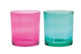NEW Pink or Teal Green Cylinder Glass Candle Holder Vase 3 inches - £4.75 GBP